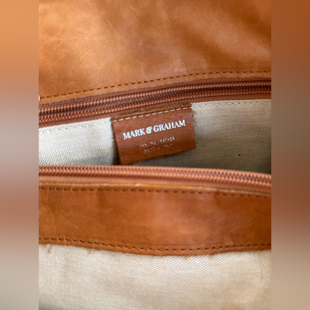 Mark & Graham Tan Leather Elisabetta Slouch Leather Tote Bag Made in Italy 🇮🇹 - Picture 8 of 12